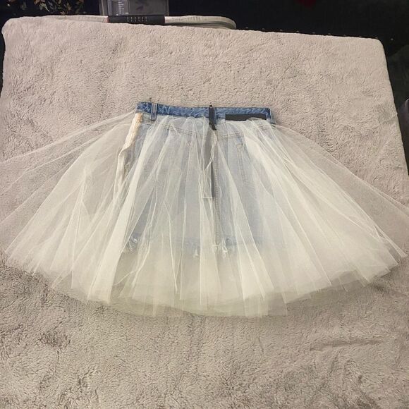 Ben Taverniti Unravel project reversible jean/ tulle skirt, size 25 - Picture 3 of 13